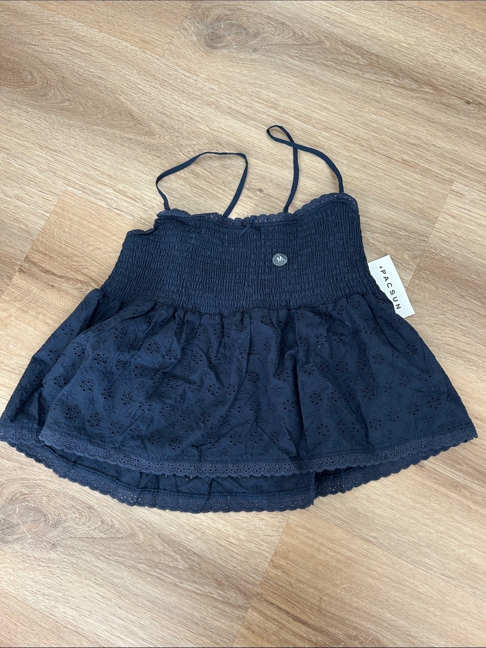PacSun Navy Eyelet Smocked Camisole